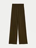 Jersey Wide Leg Trousers with Stretch
