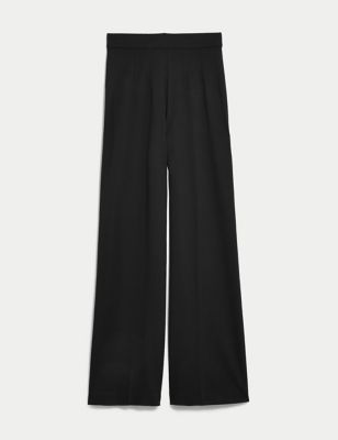 Jersey Wide Leg Trousers with Stretch | M&S US