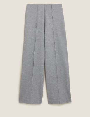 

Womens M&S Collection Jersey Wide Leg Trousers - Grey Marl, Grey Marl