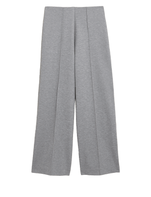 

Womens M&S Collection Jersey Wide Leg Trousers - Grey Marl, Grey Marl