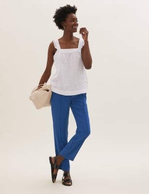 

Womens M&S Collection Tapered Ankle Grazer Trousers - Dark Blue, Dark Blue