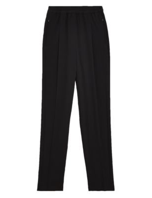 Womens M&S Collection Tapered Ankle Grazer Trousers - Black