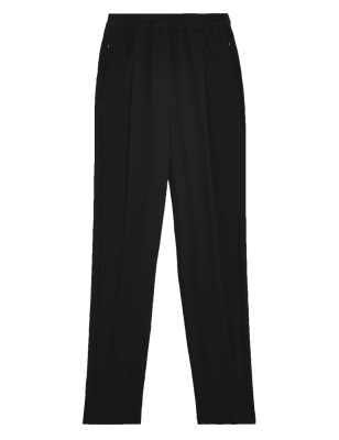 Womens M&S Collection Tapered Ankle Grazer Trousers - Black