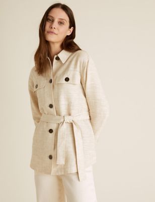 Linen Rich Relaxed Belted Shacket - EE