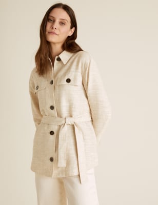 Linen Rich Relaxed Belted Shacket | M&S NZ