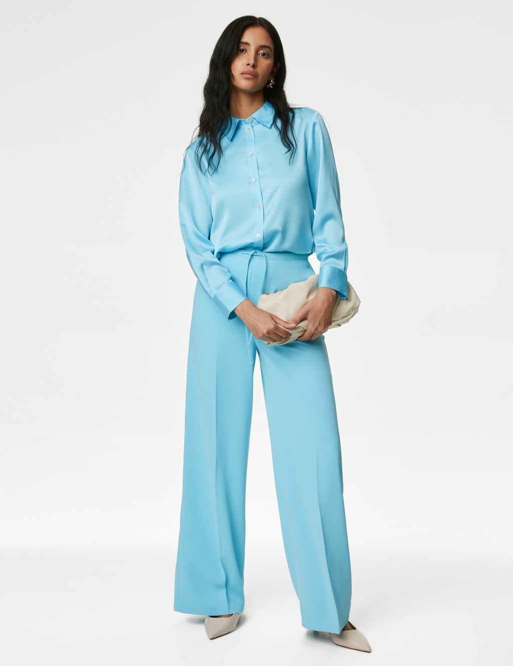 Crepe Elasticated Waist Wide Leg Trousers image 1