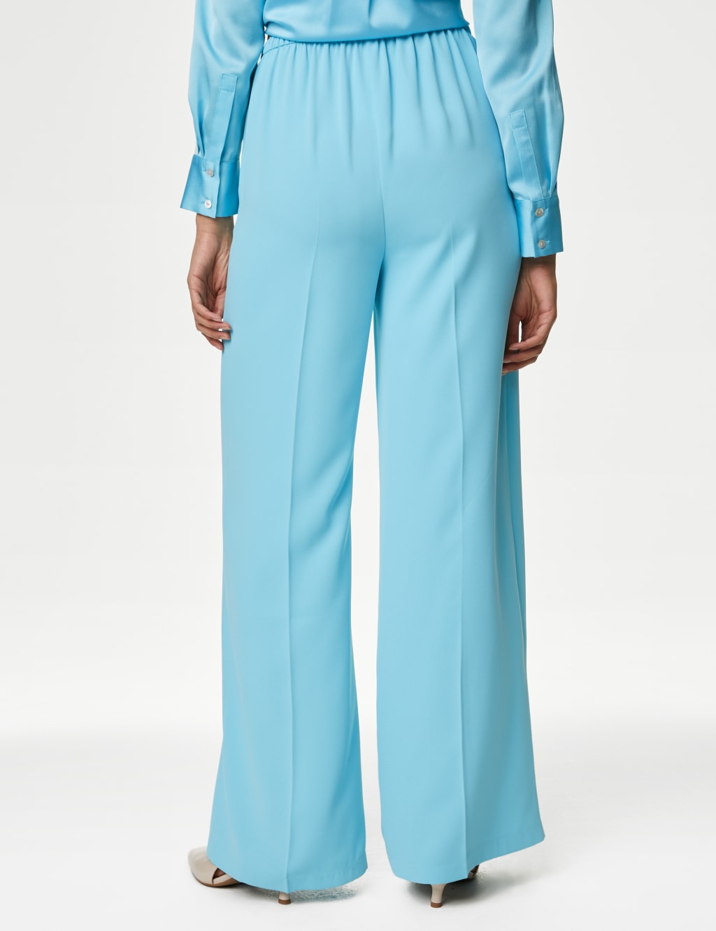 Crepe Elasticated Waist Wide Leg Trousers image 5