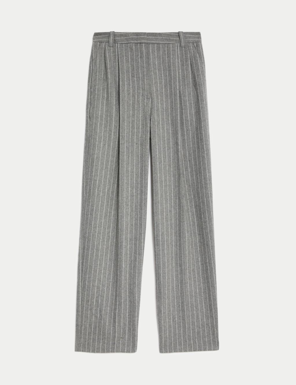 Pinstripe Wide Leg Trousers with Wool image 2