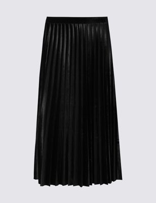 Velvet Pleated Midi Skirt | M&S