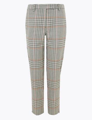 slim checked trousers