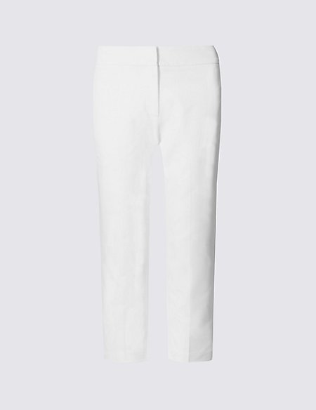 Cotton Rich Cropped Slim Leg Trousers | M&S Collection | M&S