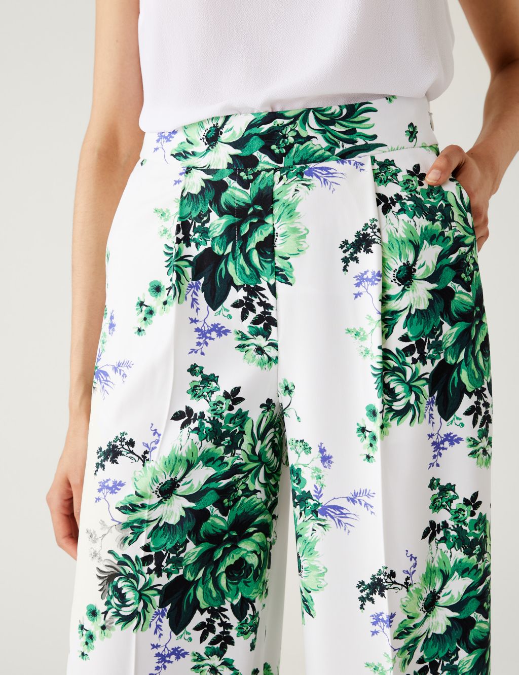Satin Floral Wide Leg Trousers image 2