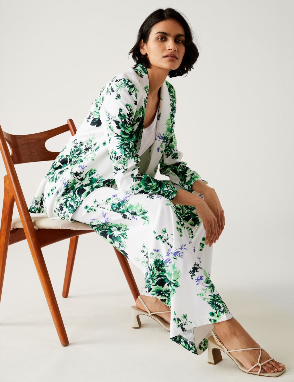 Satin Floral Wide Leg Trousers image 3