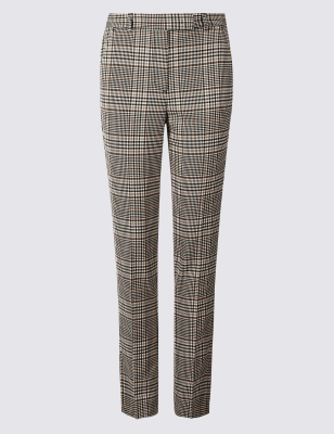 slim leg checked trousers