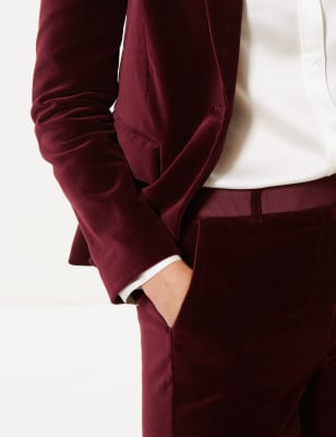 velvet slim leg trousers