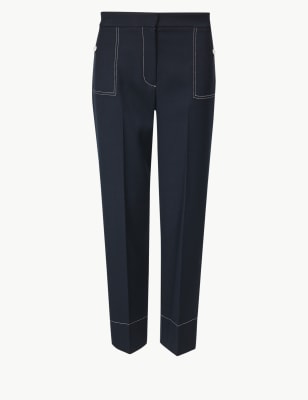 Navy Contrast-stitch brushed-cotton pyjamas