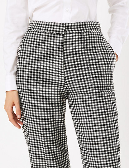 Evie Checked Straight 7/8th Trousers