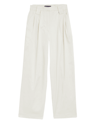 

Womens M&S Collection Hose mit hohem Tencel™-Anteil, Plissee und geradem Bein - Ecru, Ecru