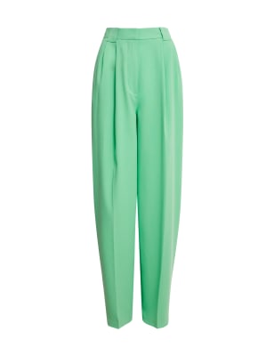 Crepe Pleat Front Straight Leg Trousers