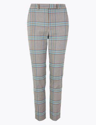 Mia Checked Slim Ankle Grazer Trousers | M&S Collection | M&S