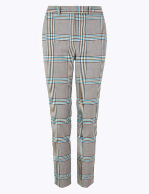 Mia Checked Slim Ankle Grazer Trousers | M&S Collection | M&S