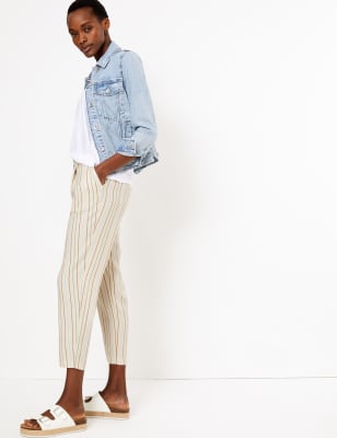 Gestreepte broek met smal toelopende 7/8-pijpen