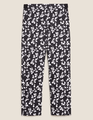 Cotton Floral Slim Fit Cropped Trousers | M&S Collection | M&S