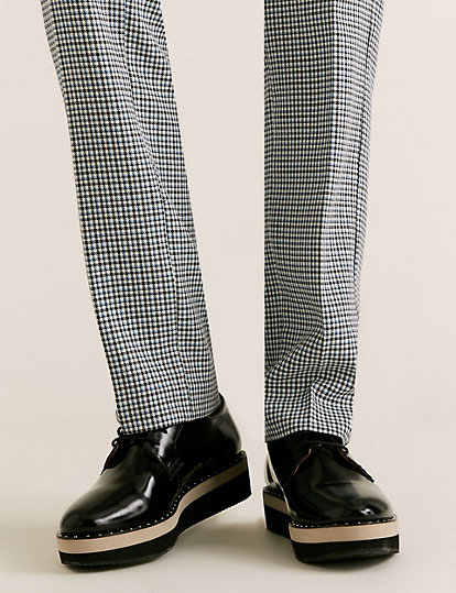 Straight Leg Checked Trousers