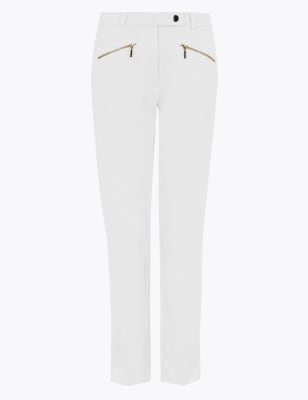 cream ankle grazer trousers