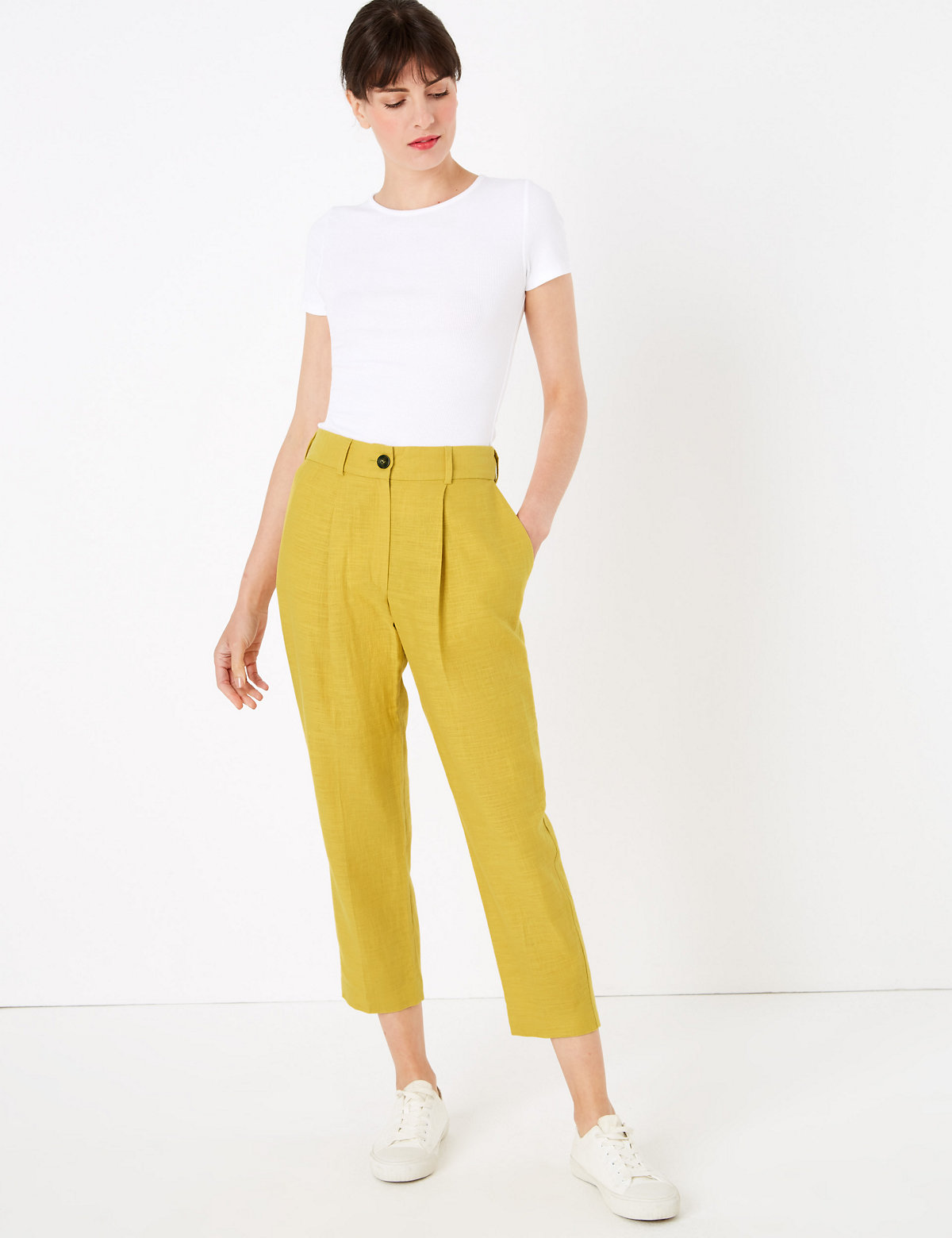 Linen Rich Tapered 7/8 Trousers