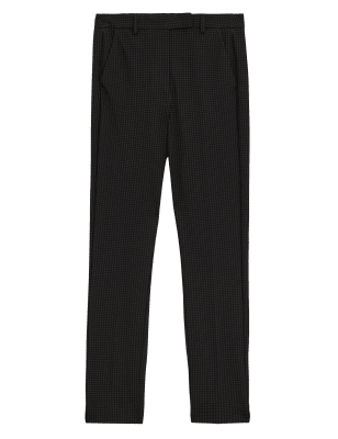 

Womens M&S Collection Pin Dot Slim Fit Ankle Grazer Trousers - Black Mix, Black Mix