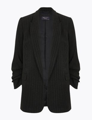 Relaxed Striped Ruched Sleeve Blazer | M&S Collection | M&S