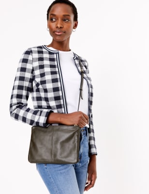 Openvallende blazer van jersey met Gingham-ruit