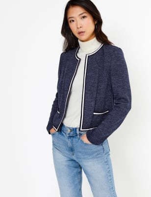 Openvallende blazer van jersey met slanke pasvorm