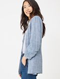 Linen Relaxed Ruched Sleeve Blazer