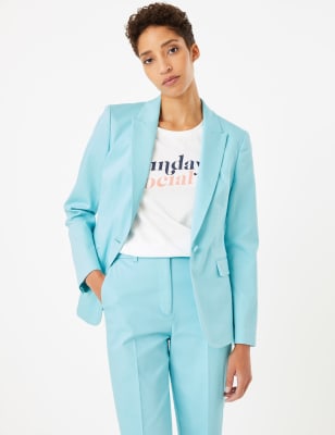 Katoenrijke blazer met &eacute;&eacute;n knoop