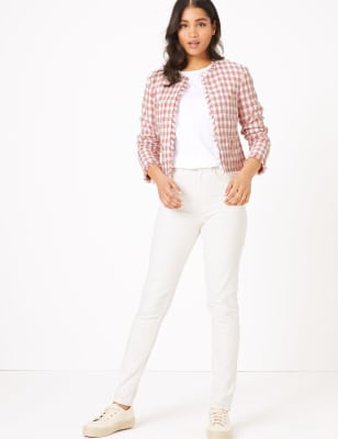 Kort jack van tweed met rechte pasvorm en ruitmotief