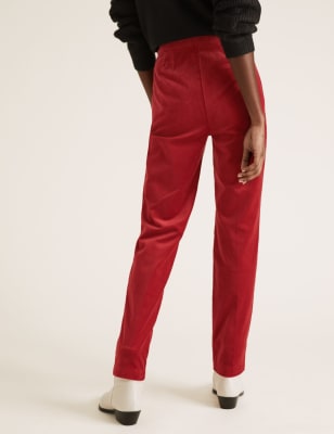 red ankle grazer trousers