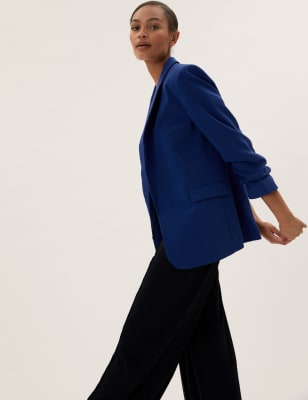 

Womens M&S Collection Ruched Sleeve Blazer - Dark Blue, Dark Blue