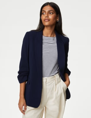 

Womens M&S Collection Ruched Sleeve Blazer - Navy, Navy