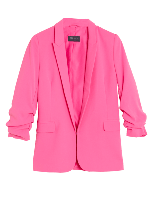 

Womens M&S Collection Blazer mit gerafften Ärmeln - Rose Pink, Rose Pink