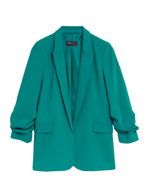 

Womens M&S Collection Blazer mit gerafften Ärmeln - Dark Aqua, Dark Aqua