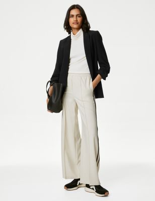 M&S Womens Ruched Sleeve Blazer - 6 - Black, Black,Beige,Pink,Soft White,Iris