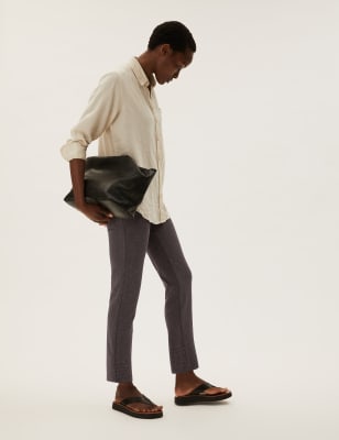 

Womens M&S Collection Jersey Dogtooth Slim Fit Trousers - Charcoal Mix, Charcoal Mix