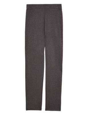 M&S Womens Jersey Dogtooth Slim Fit Trousers