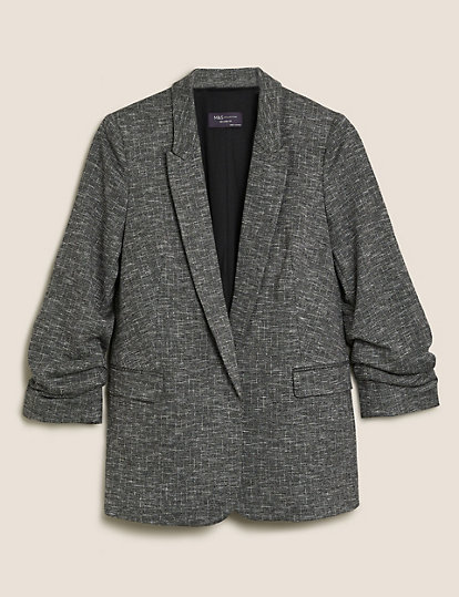 Jersey Relaxed Ruched Sleeve Blazer