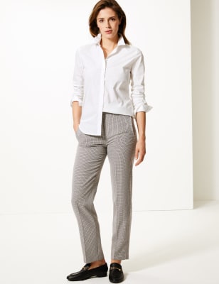 Pantalon droit &agrave; carreaux