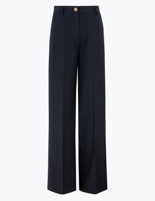 womens black pinstripe trousers