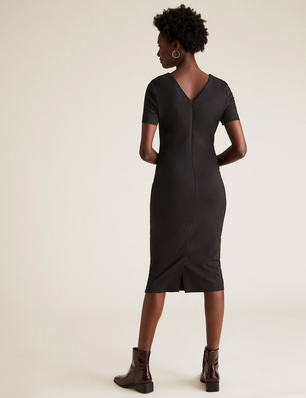 Jersey V-Neck Knee Length Tailored Dress