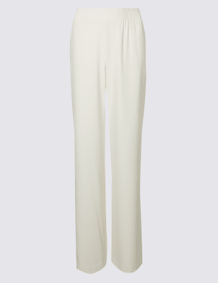 m&s wide leg elasticated waist trousers